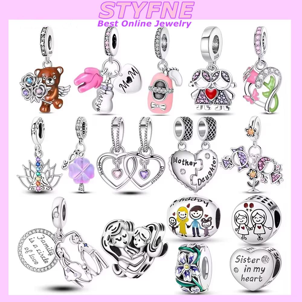 Pendants Woman Original Copper Rose Flower Bear Butterfly Beads Fit Bracelet Pendant Jewelry Making Up For Women Fine Gift