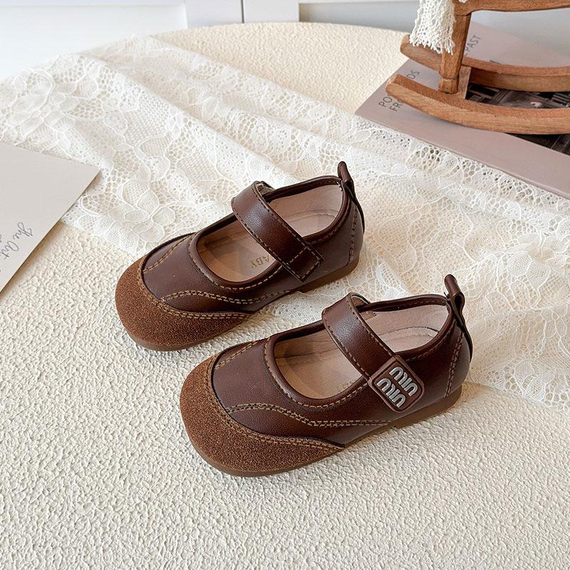 Girls' 2026 Spring/Autumn Mary Jane Leather Moccasins - Soft Sole Princess Shoes for Kids