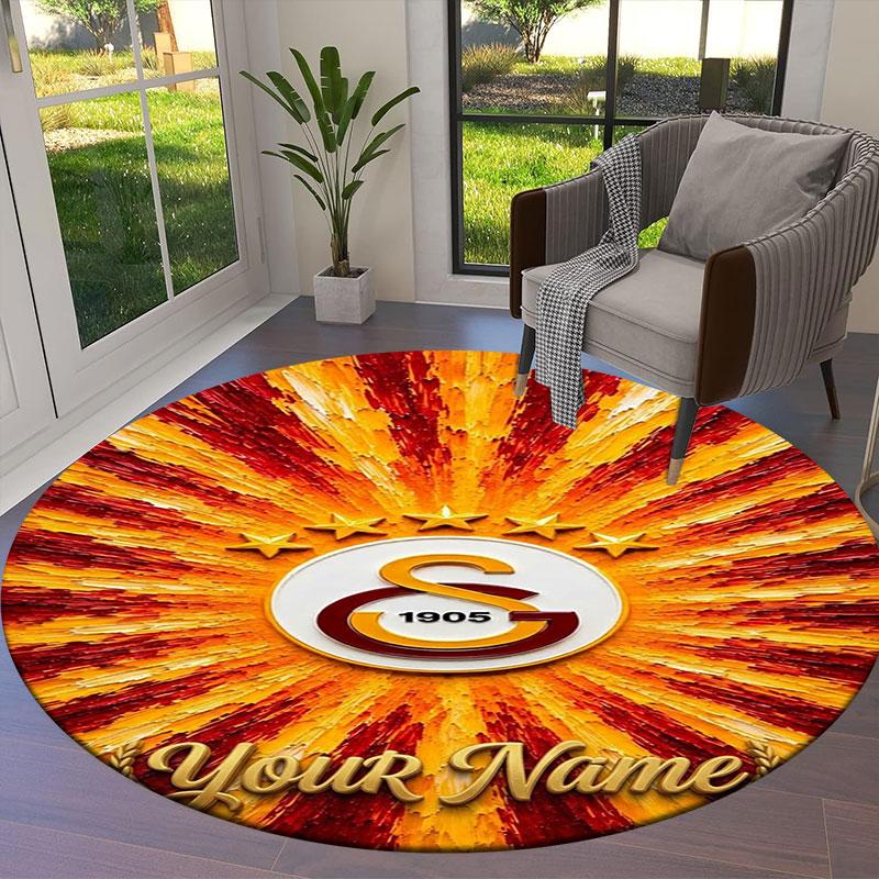 Galatasaray S Custom Name Round Area Rug,Carpet Rug for Living Room Bedroom Sofa Playroom Decor,Non-slip Floor Mat
