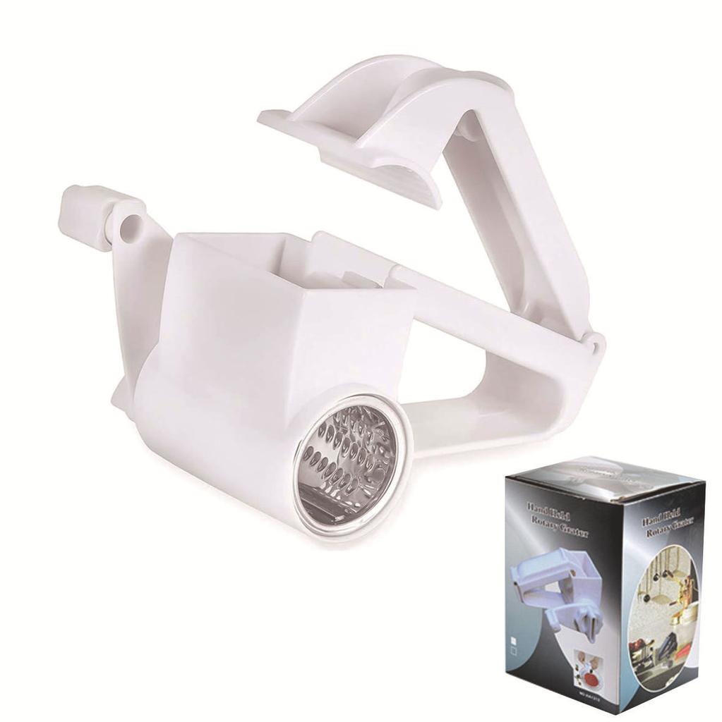 Hand Cranked, Rotating, Stainless Steel Cheese Grater, Multifunctional, Cheese Grater, Mini, Cheese Grater, Sturdy and Durable, White