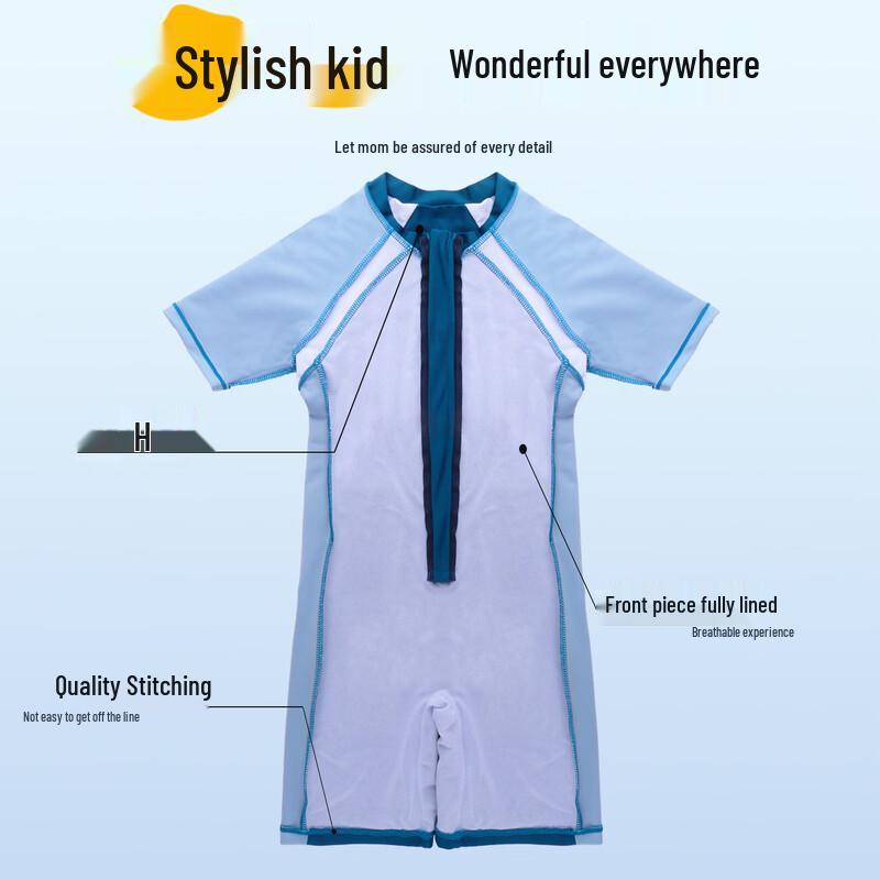 Tuolangshi Kids' One-Piece Short-Sleeve Quick-Dry Training Swimsuit