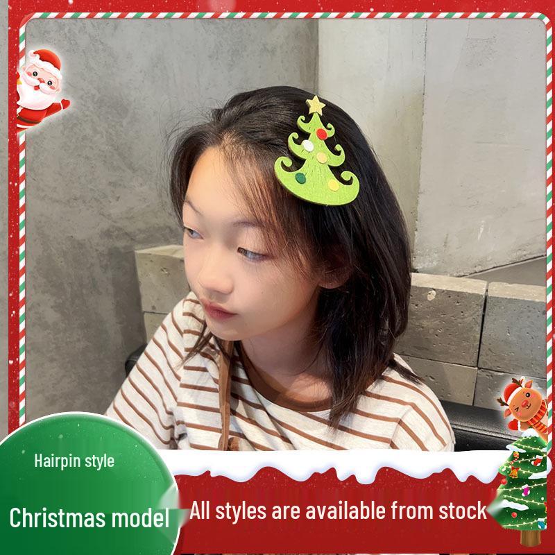 2023 Christmas Tree Hair Clips for Girls - Festive Bangs & Side Hair Accessories for Children