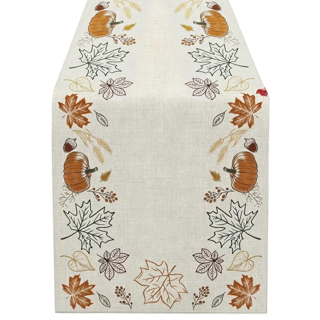 Halloween Table Runner with Pumpkin Print for Festive Party Table Decoration