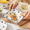 Polka Dot Square Dumplings Plates New Household Ceramic Dividing Plate with Vinegar Dish Creative Underglazed Colour Tableware