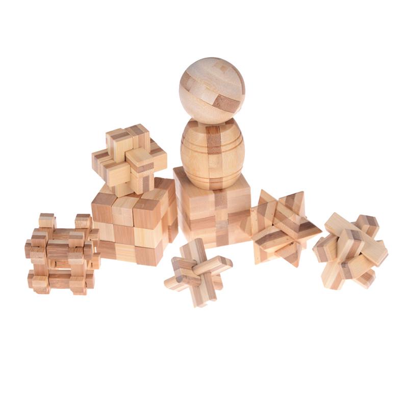 Iq Brain Teaser Kong Ming Lock Wooden Interlocking Burr 3D Puzzles Game Toy Gift