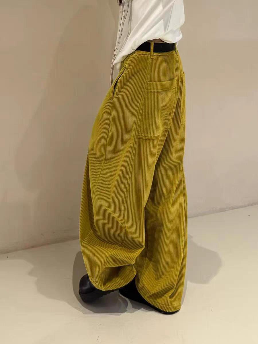 

Korean High-End Yellow Corduroy Women s Winter 2025 Slimming Wide-Leg Pants Medium жовтий