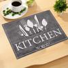 [4pcs Knife & Fork Placemats] 4pcs Linen Placemats | Black Knife & Fork Pattern | Kitchen Fabric Table Mats | Hotel Holiday Party Room Decoration