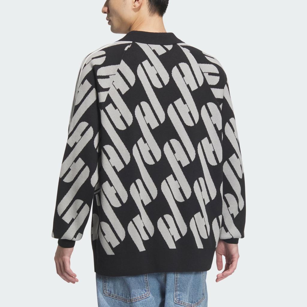 Adidas Originals Adicolor 24 Fall Winter Collection Color Block Knitted Sports Hoodie American Stripes Unisex Hoodies Black Medium-Heather-Gray JL8369
