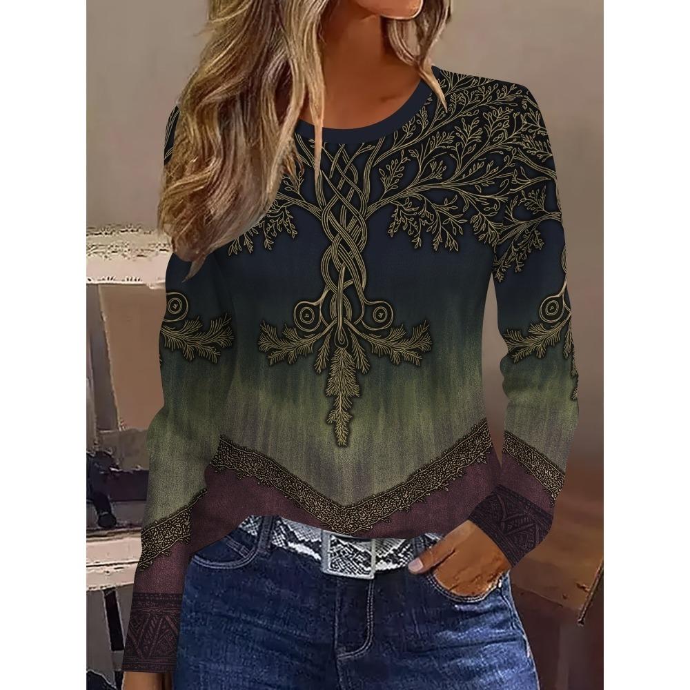 Retro style 3D printed women s long sleeved shirt XS