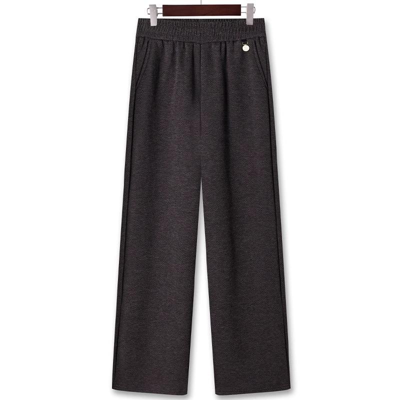 Mom's Fashionable Wool Wide-Leg Pants - Elastic Waist, Ideal for Spring & Autumn, Perfect for Middle-Aged & Elderly Women