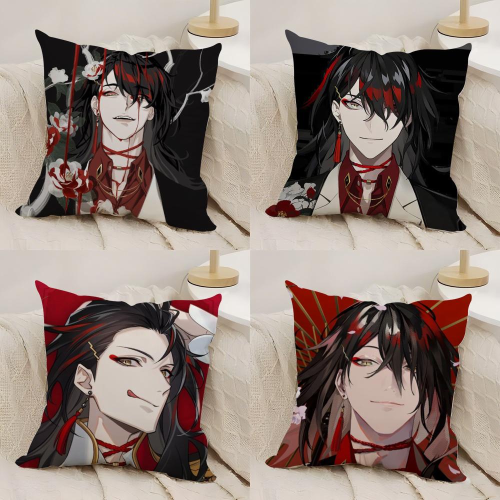 Vtuber V-Vox Akuma Cushion Cover Silky Short Plush Double-Sided Printed Pillow Case For Sofa All Seasons Home Decor Gift