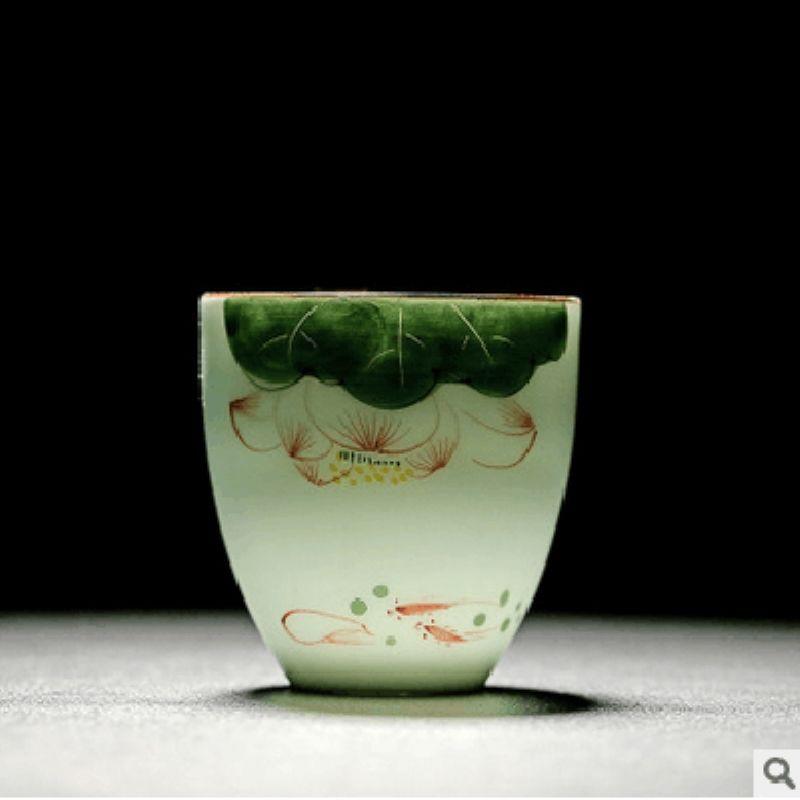Hand-painted Teacup Ceramic Master Cup, 100ml Jade Porcelain Kung Fu Tea Set Teacup Single Cups Handmade Teaware