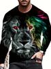 Fashion Lion 3D Printing Men's Long Sleeve T Shirt Autumn Pullover Comfortable Fit Street Casual Oversized Harajuku Shirt Tops