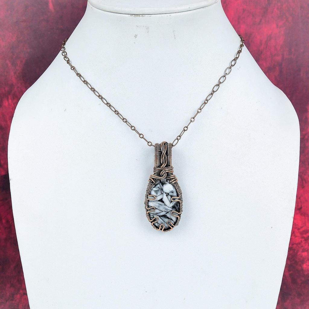 Pinolith jasper pendant copper wire wrapped pendant handmade copper jewelry very pretty gemstone pendant wire wrap jewelry anniversary gifts