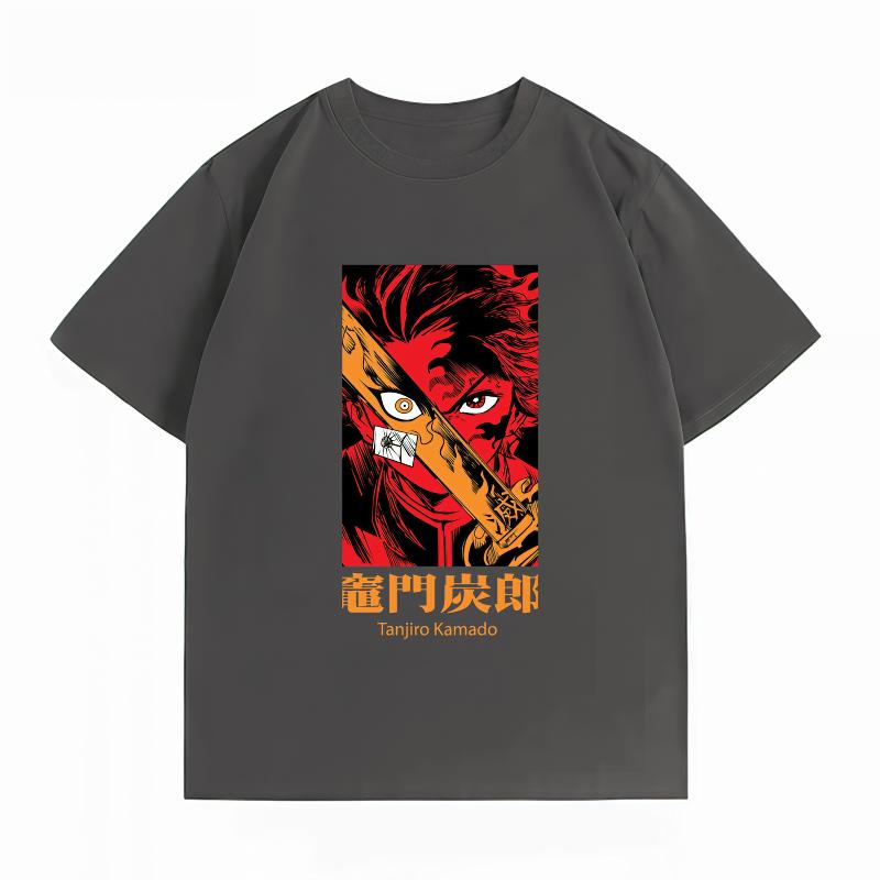 Demon Slayer Tanjiro Kamado 100% Cotton Unisex's T-Shirt, Summer New Unisex's Clothing, Casual Short Sleeve Anime Print Tee