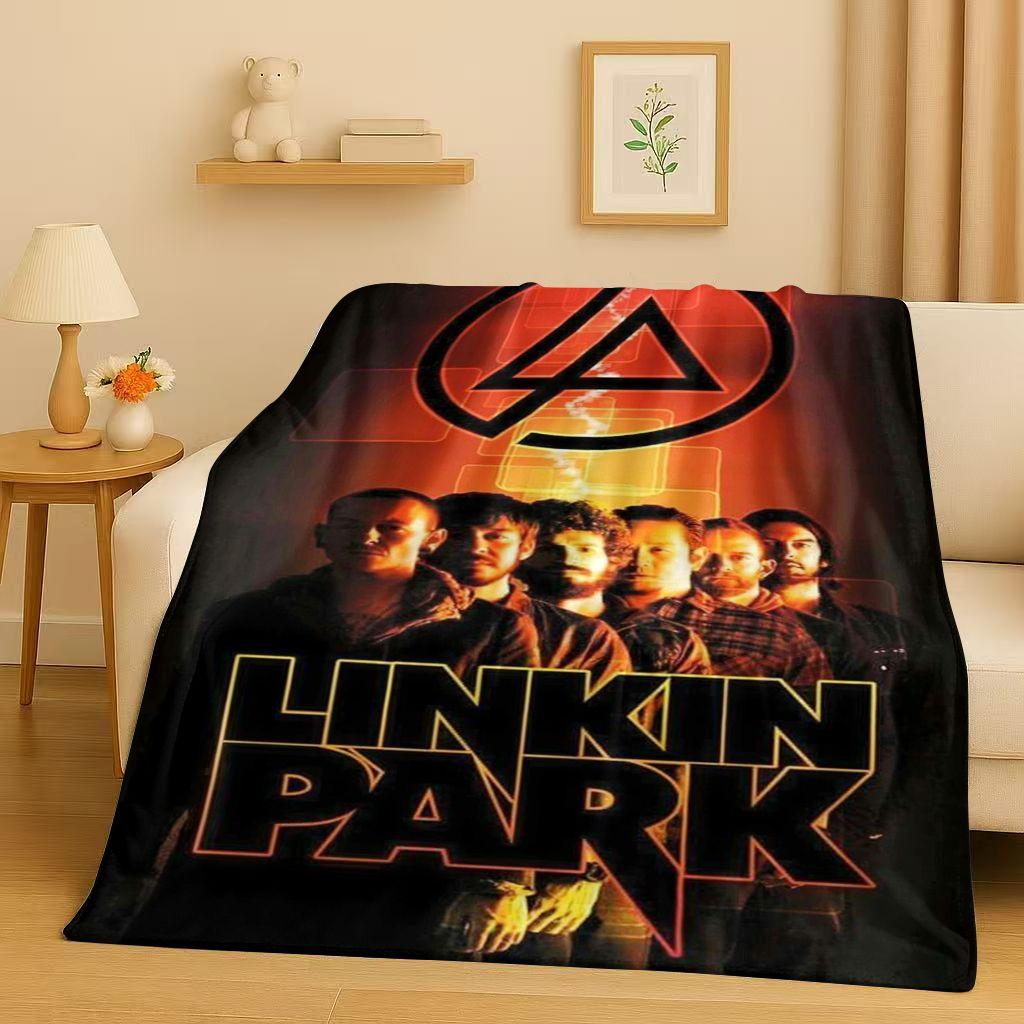 Retro L-Linkin Park Sign Rock Band Music Flannel Blanket,Ultra Soft Warm Plush Throw for Home Bedroom Bed Sofa Cover Camping