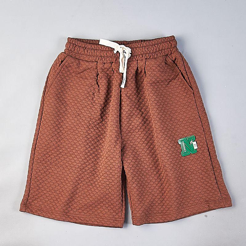

American Embroider Casual Shorts Men s and Women s 115h80807 Summer and Autumn Trendy Ins Waffle Loose Sports Shorts 2 coffee. M