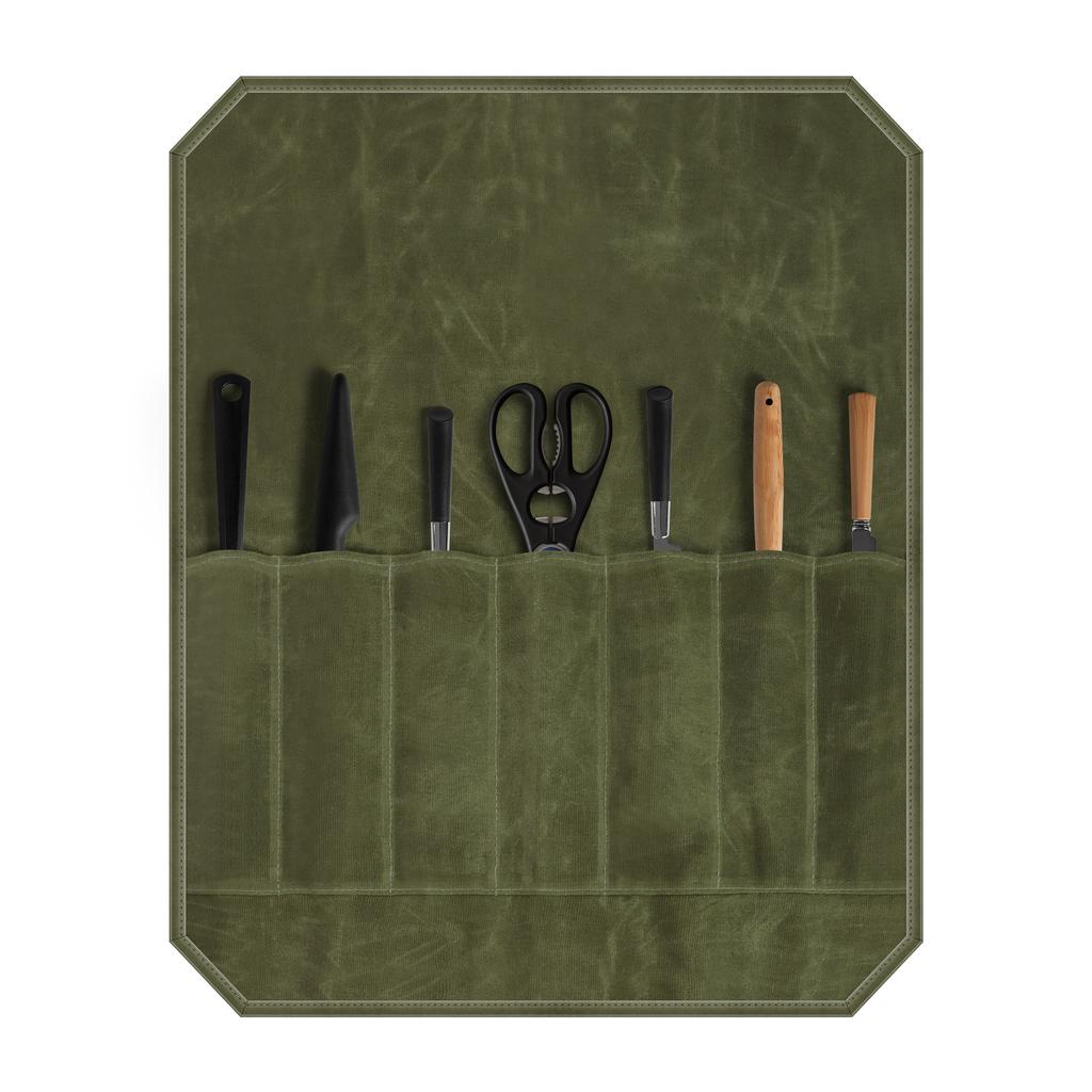 Canvas Knife Storage Bag Chef Picnic Camping Barbecue Kitchen Portable Storage Bag Chef Bag File Roll Storage No Included Knives