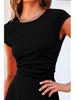 2025 Summer European-American Casual Knit Crop Top & High Waist Midi Skirt Set