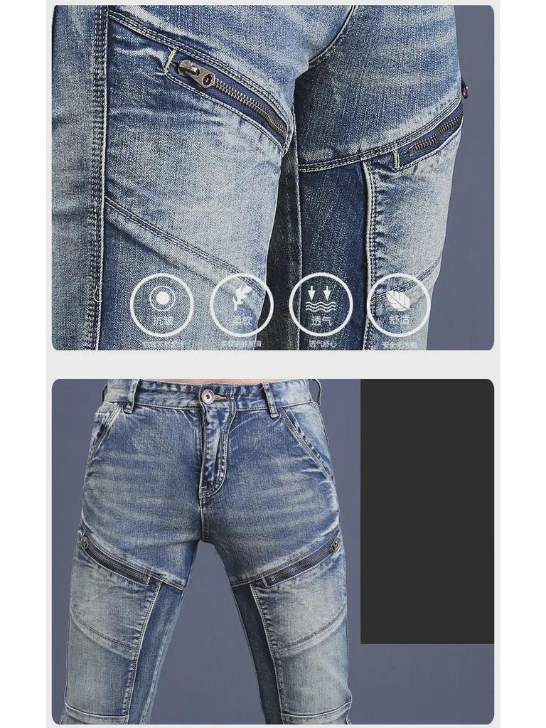 2024, primăvara europeană, blugi de motocicletă pentru bărbați, personalizați de gamă înaltă: Stil la modă frumos slim fit