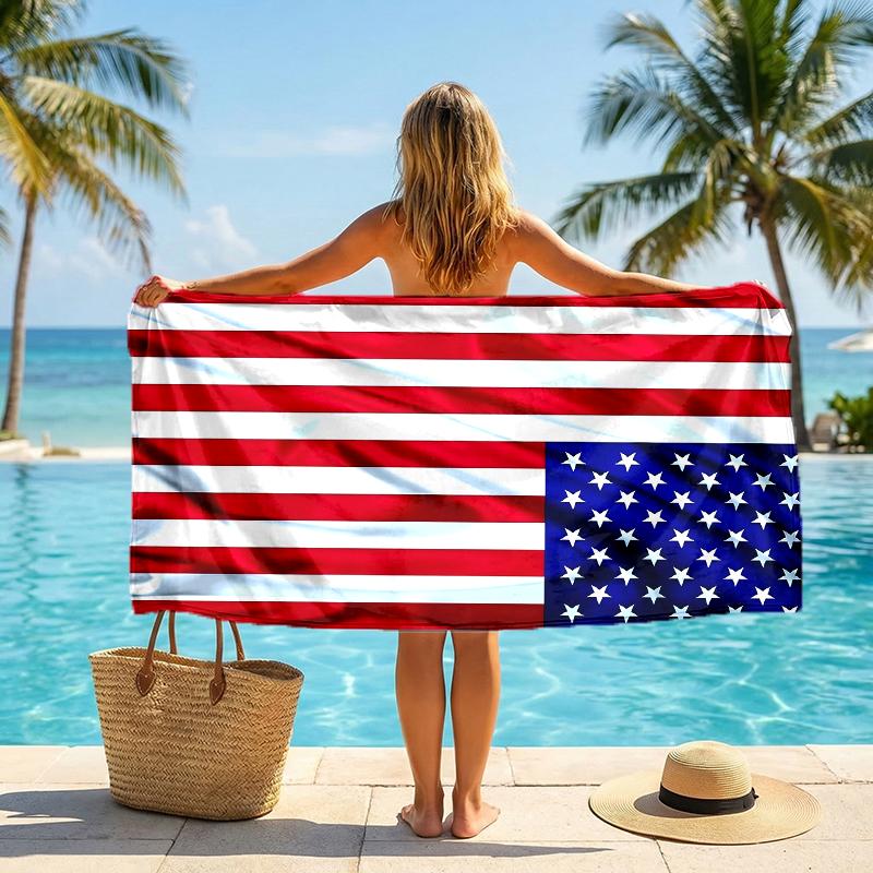 Amerikanische Flagge Mode Strandtuch: Ideal für Sommerabenteuer Weich, saugfähig und schnell trocknend geeignet zum Schwimmen und Baden