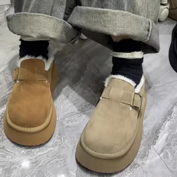 One-pedal Lazy Doudou Shoes Platform Snow Boots Women's New Autumn and Winter Velvet Versatile Thermal Cotton Shoes