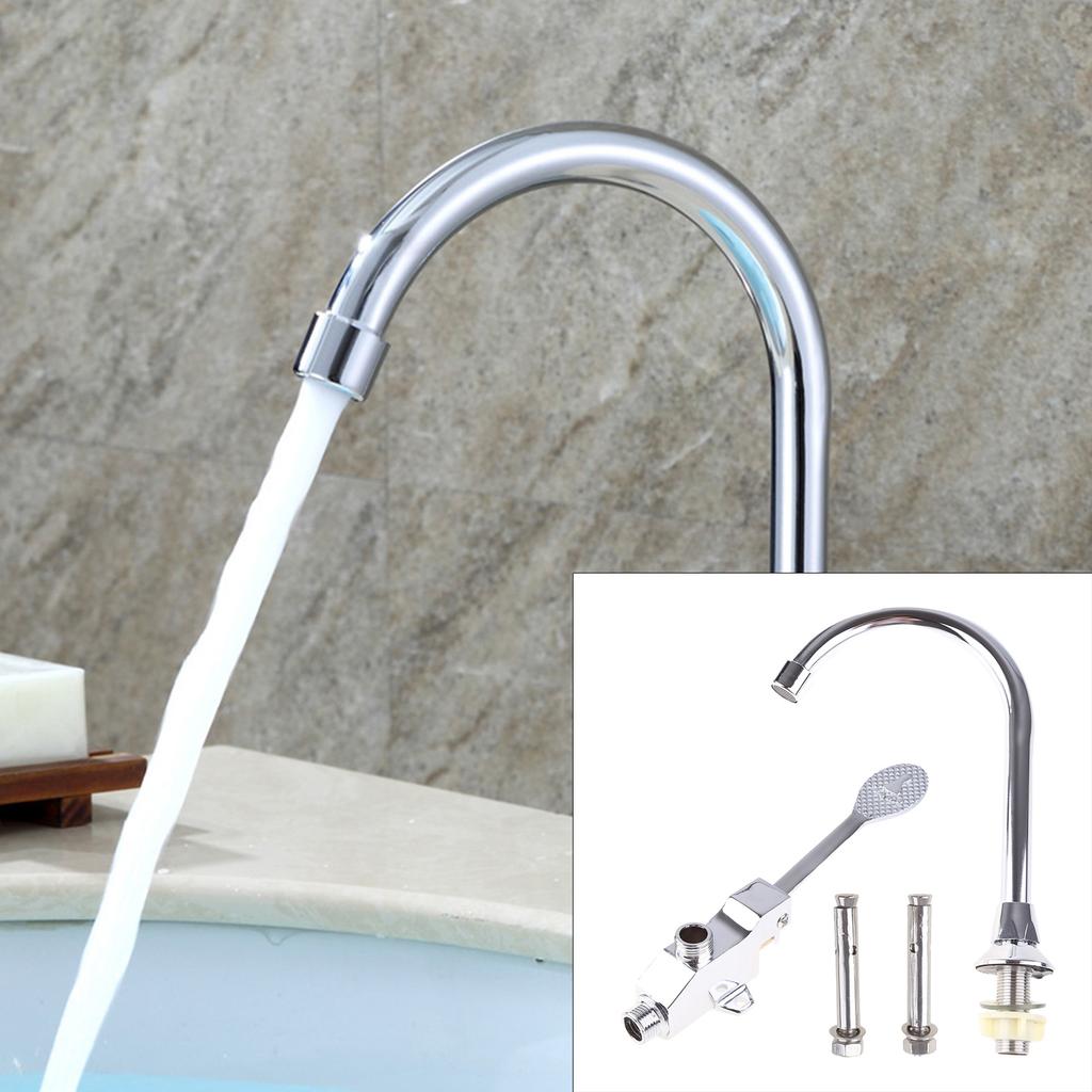 Kitchen Sink Faucets Single Hole Foot Pedal Control Cold Water Faucet Deck Mount Pulldown Faucet Corrosion-resistant