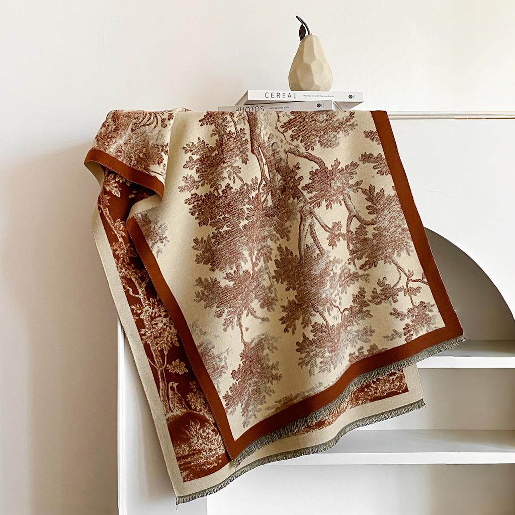 Luxury Brand Cashmere Women Floral Print Scarf Winter Warm Shawl and Wrap Bandana Pashmina Female Foulard Blanket Poncho