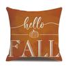 Thanksgiving Linen Pillowcase Autumn Pumpkin Print Pillow Cushion Cover