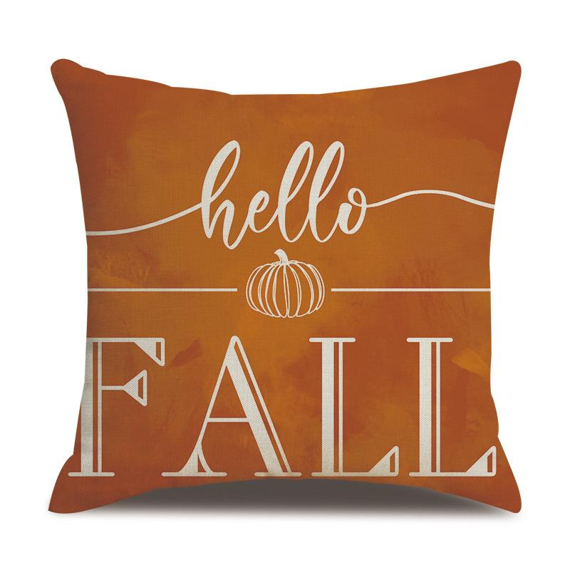 Thanksgiving Linen Pillowcase Autumn Pumpkin Print Pillow Cushion Cover