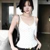 Summer New Sweet Wind Polka Dot Ruffle Hem Sling Vest Women's Design Sense Slim and Thin Sleeveless Top