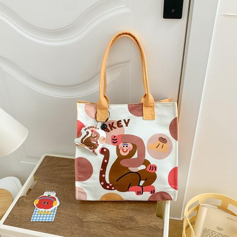 Dinosaur Cat Animal Pattern Canvas Lunch Bag For Kids And Toddlers