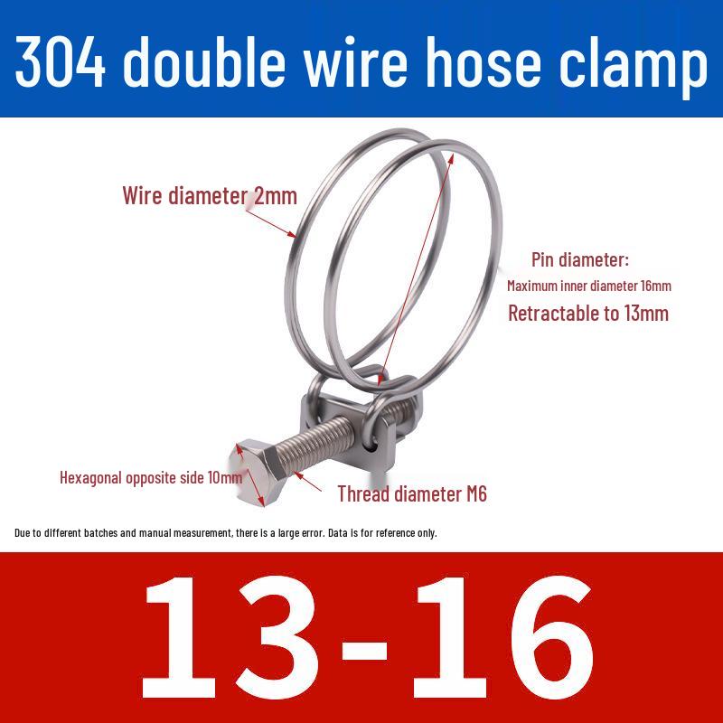 Doppeldraht-Schlauchschelle aus Edelstahl für Feuer-, Wasser-, Gasleitungen - Verdickt