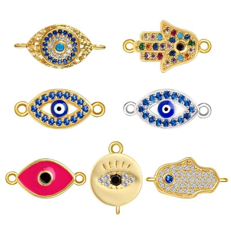 Dazzling Zirconia Embellished Evil Eyes Pendant for Necklace and Bracelet Mobile Phone Cases Use Jewelry Charm