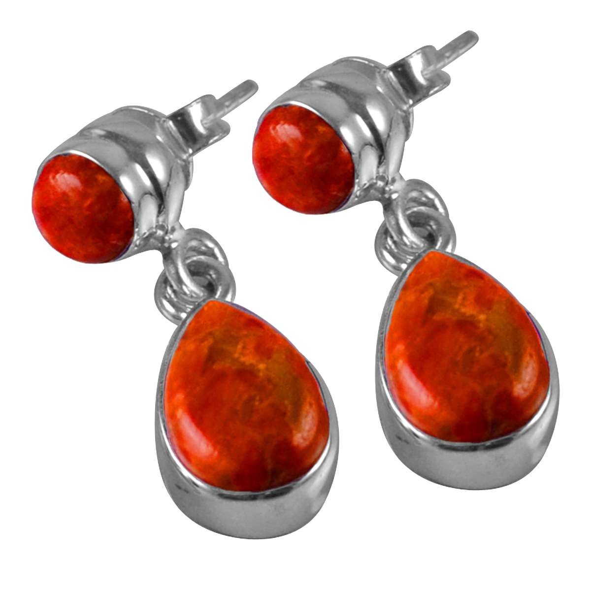 

Orange Turquoise Gemstone Earrings Solid 925 Sterling Silver Handmade Earrings Jewelry Gift For Women And Girls E-1987