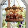 Indoor Outdoor Christmas Tree Ornaments Santa Claus Carousel/Snow Cottage Hanging Ornament, Double-Sided Holiday Party Decorations Acrylic Pendant for