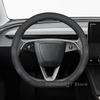 Leather Car Steering Wheel Cover For Tesla Model 3 Highland 2024 2025 Non-slip Auto Interior Tesla Model 3 Accessories 2025