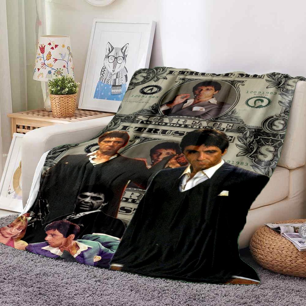 Scarface Money Flannel Blanket Throw Blanket Soft Warm Sofa Bed Camping Home Decor Unique Christmas Gift C921185