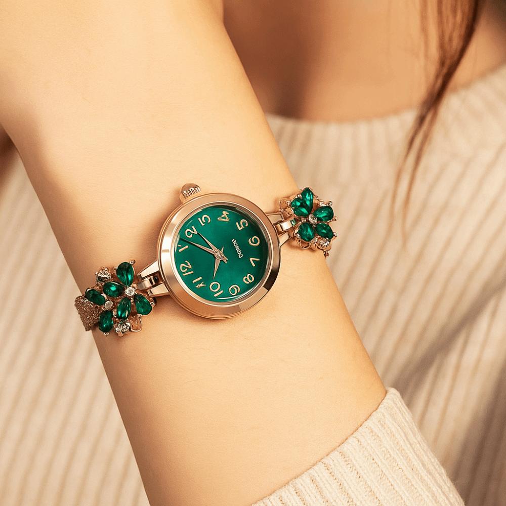 Flower Quartz Wristwatch Ladies Business Watches Elegant Rhinestone Quartz Watch  Festival Gift