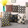 45x45cm Vintage Retro Flower Geometry Printed Home Sofa Chair Cushion Cover Cotton Linen Decorative Pillow Case