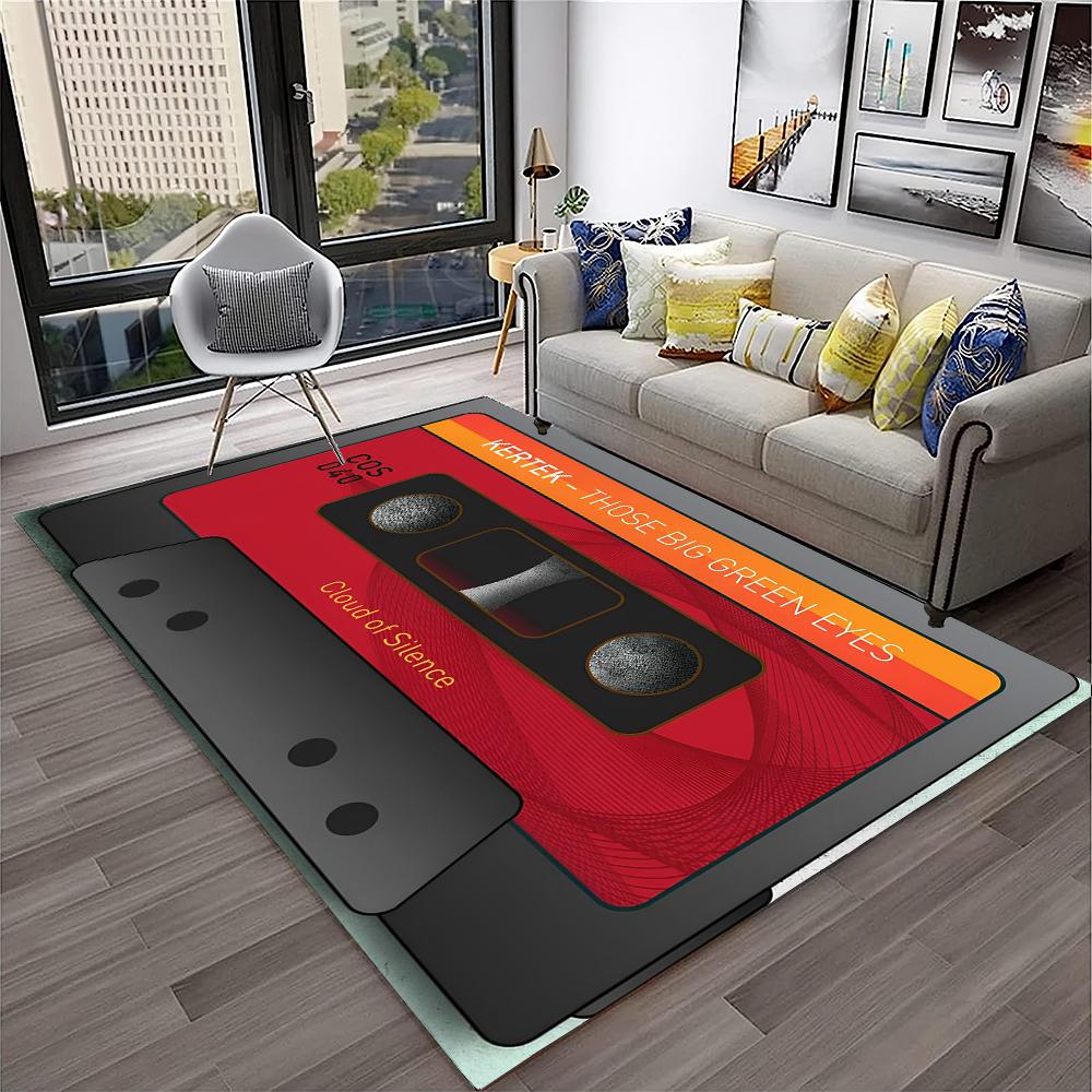 3D Music Cassette Tape Retro Pattern Carpet Rug for Home Living Room Bedroom Sofa Doormat Decor,kids Area Rug Non-slip Floor Mat