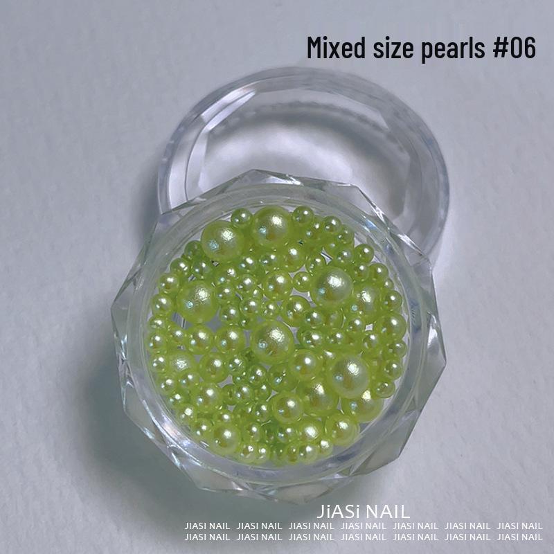 Christmas 12-Grid Mixed Color Pearl Nail Art High-Gloss 3D Beads Decorations