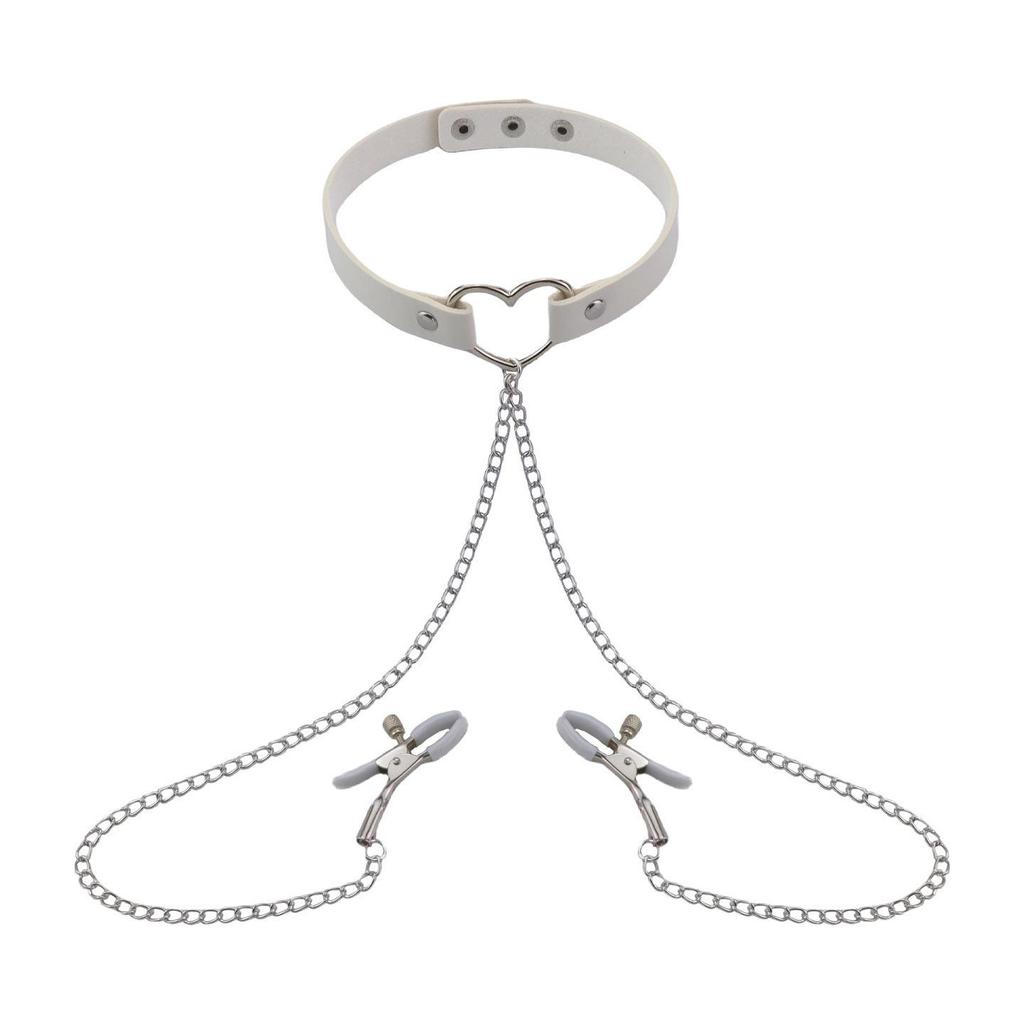 Elegant Choker with Nipple Clamps: Adult Training & Flirting Toy for Couples