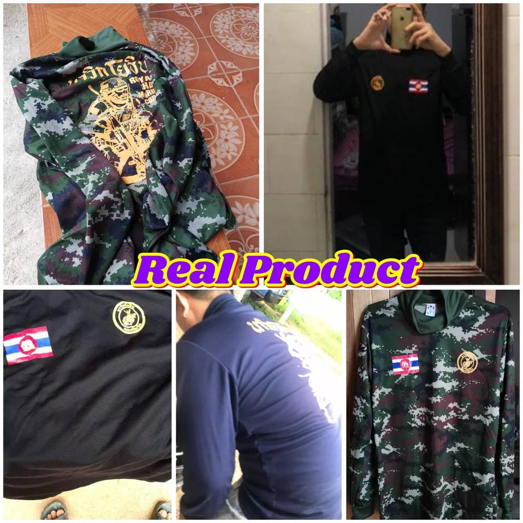 Royal Thai Marine Corps Logo Badge Camouflage T-Shirt Long Sleeve Shirt Undershirt Turtleneck Royal Thai Navy Flag Quick Dry Soldier Military Unisex