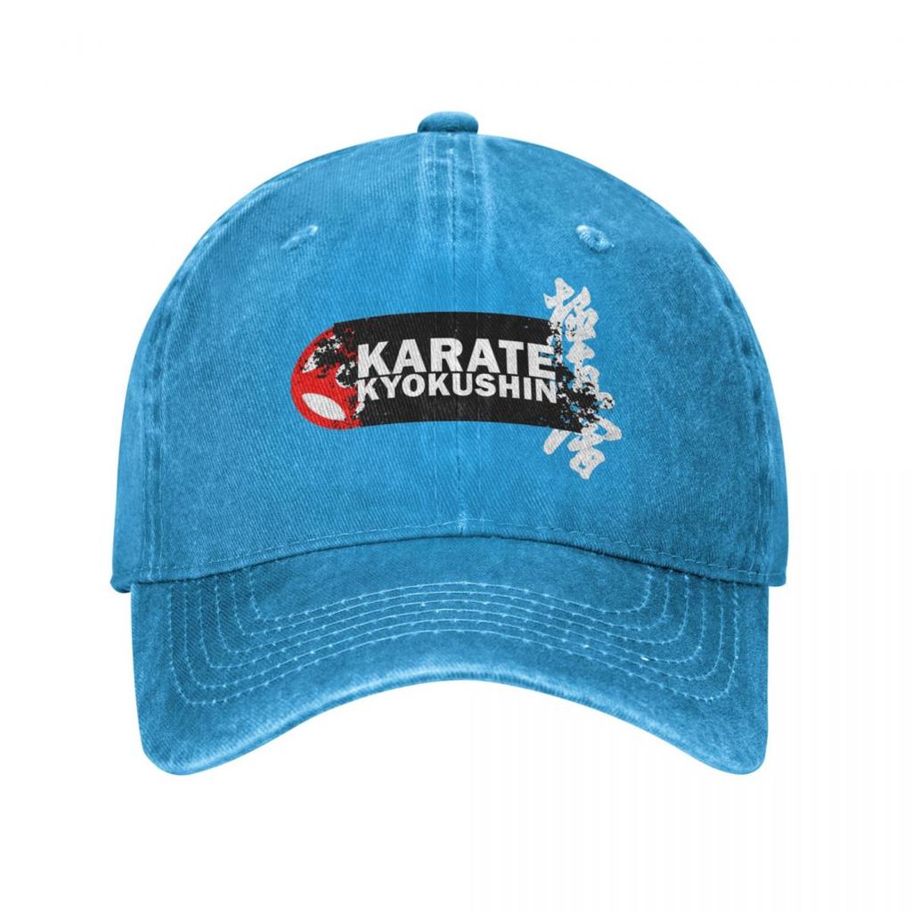 Casual Karate Style Kyokushin Baseball Caps for Unisex Women Distressed Denim Headwear Outdoor Workouts Soft Hats Cap