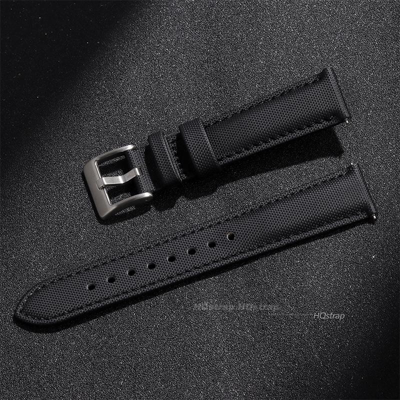 

Sailcloth Nylon Leather Watchbands Quick Release Bracelet Replace Wristwatch Straps 20mm 22mm Accessories Men Women Watchband 20mm чёрный