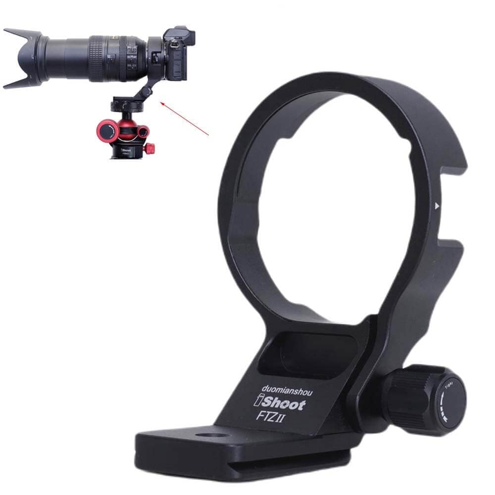 iShoot CNC Camera Tripod Mount Lens Support Lens Bracket Tripod Tripod Mount Compatible with Nikon FTZII Mount Adapter Bayonet Converter Bottom Quick