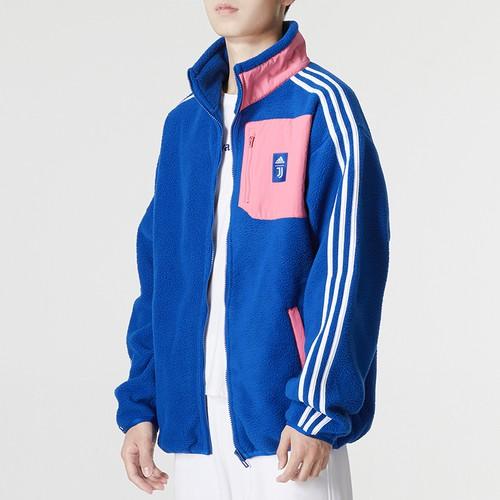 adidas Colorblock Stripe Sports Casual Stand Collar Knit Jacket for Men, Blue