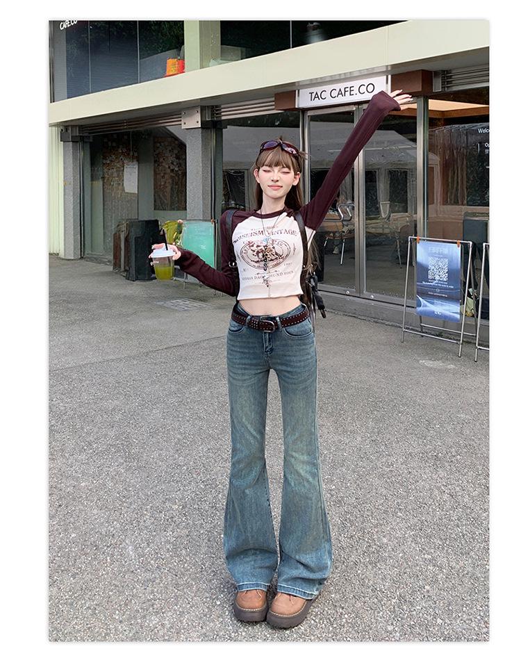 2025 Women's High-Waisted Retro Micro-Flare Jeans - Elastic, Hot Girl Style