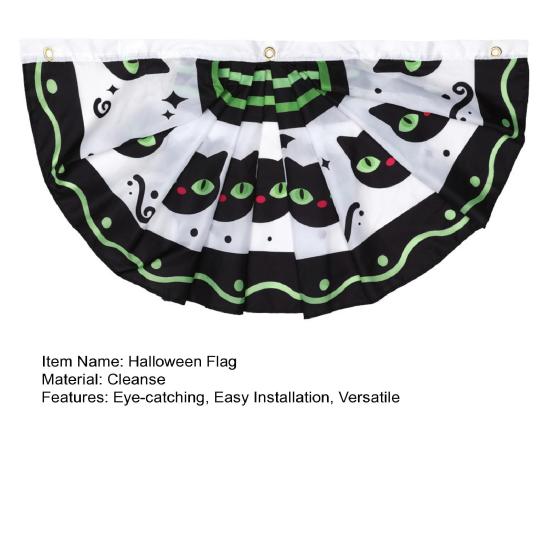 Halloween Flag Fan Shaped Room Flag Creative Printed Outdoor Banner Easy to Install Festive Atmosphere Decoration Hanging Flag